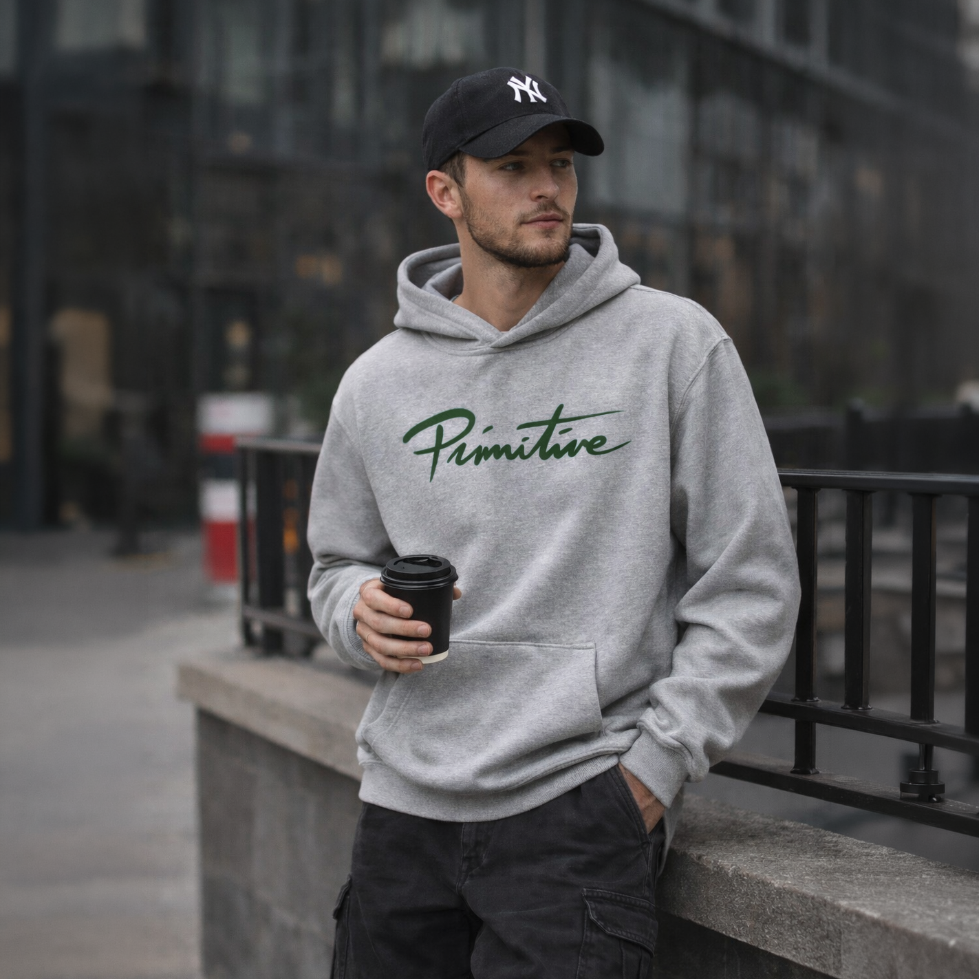 Polerón Primitive Nuevo Script Heather Grey