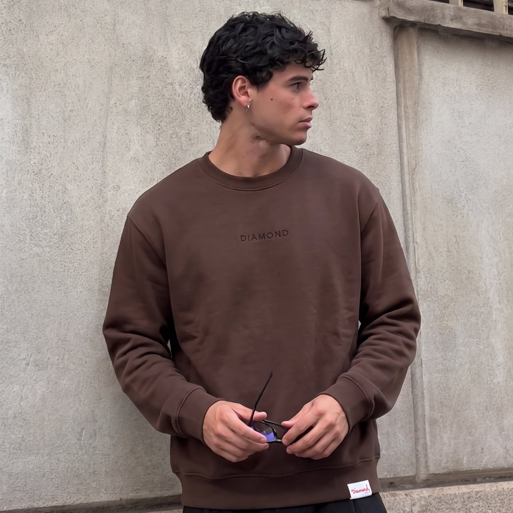 Crewneck Diamnod Supply Logo Dark Chocolate